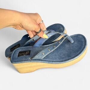 Platform denim sandals